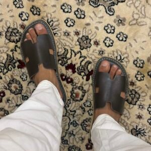 SANDALE H MARRON FONCE CUIR