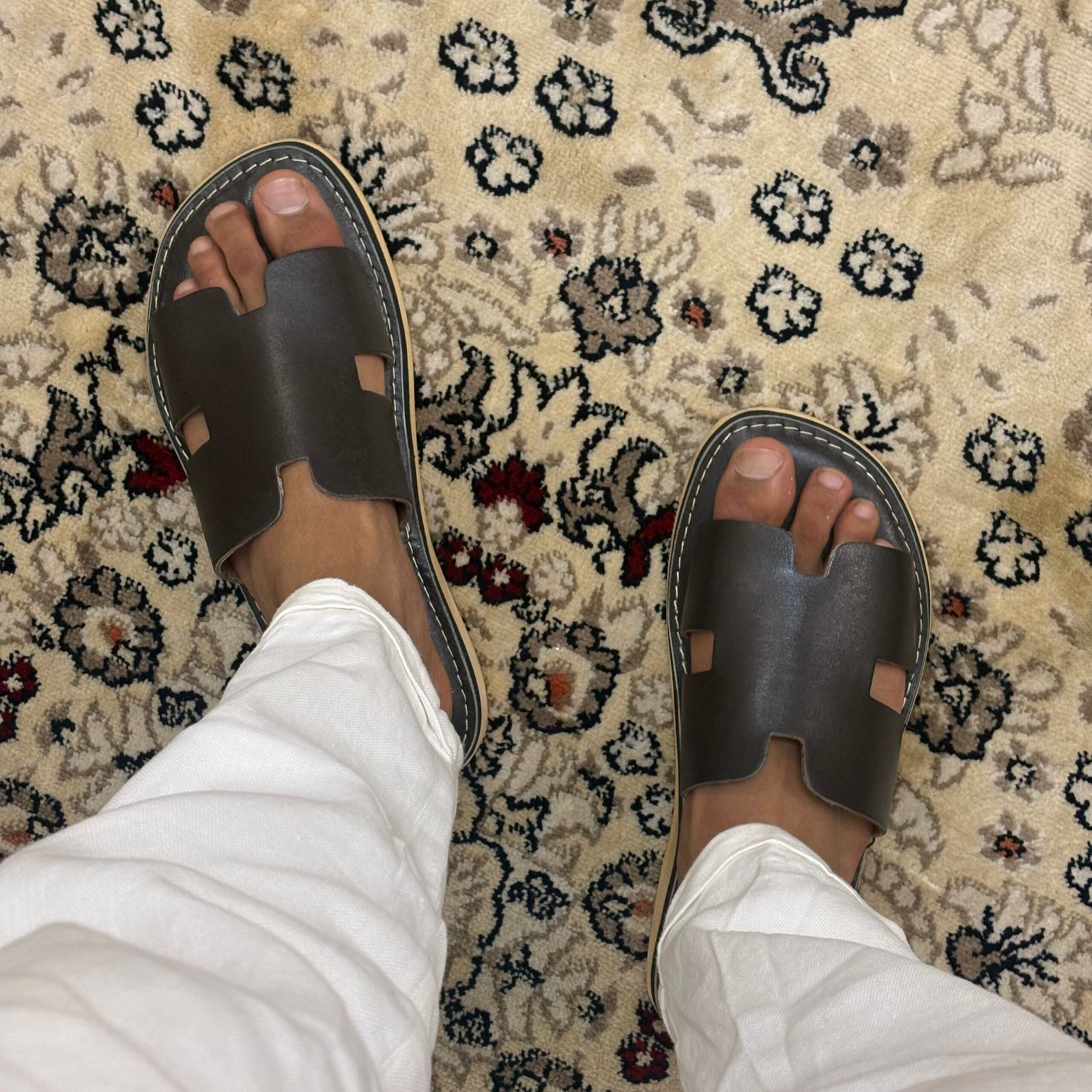 SANDALE H MARRON FONCE CUIR