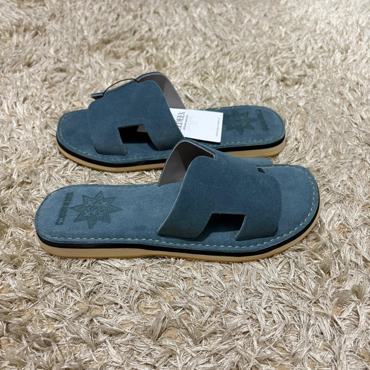 SANDALE H BLEU TURQUOI DAIM