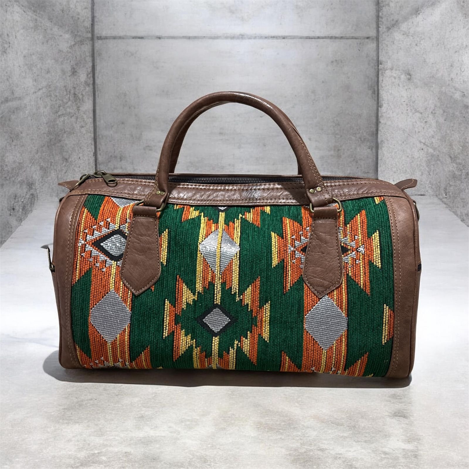 SAC VOYAGE MOYENNE MARRON ZARBIYA VERT