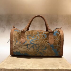 SAC VOYAGE MOYENNE CAMEL MOTIF FLEURS