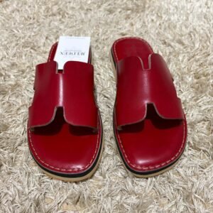 SANDALE H ROUGE CUIR LISSE