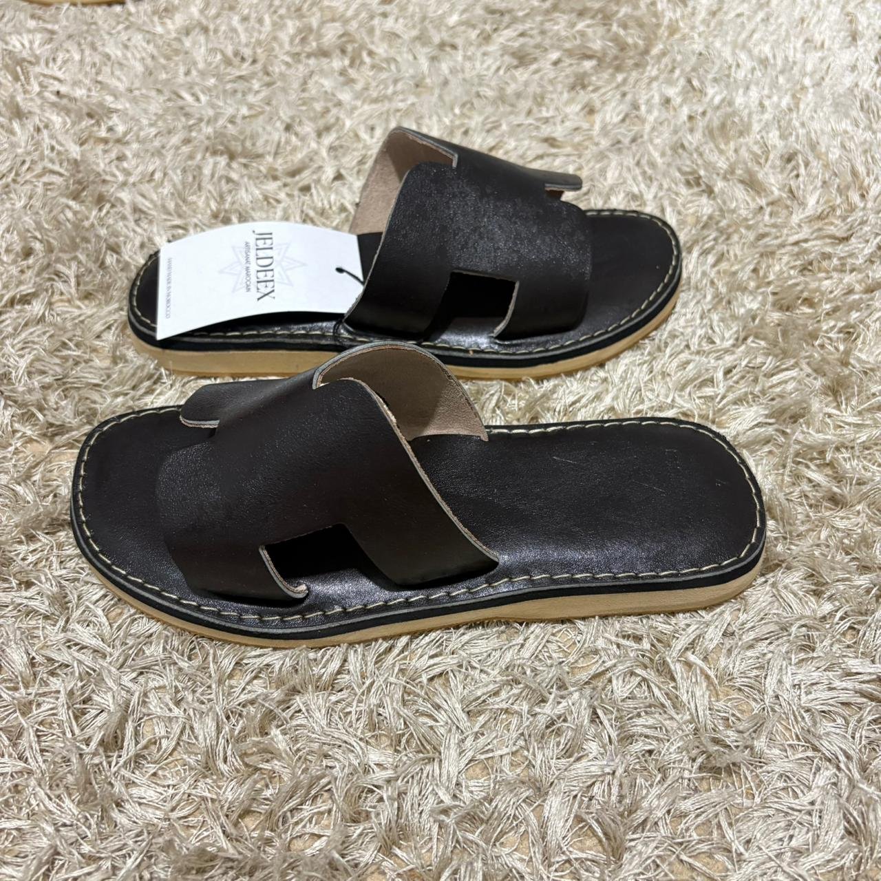 SANDALE H MARRON CUIR LISSE