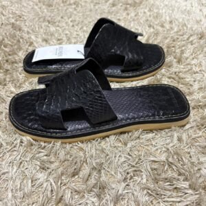 SANDALE H GRIS CUIR CROCO