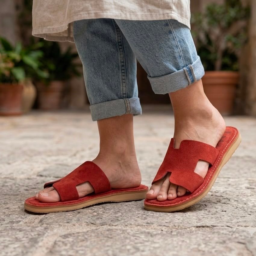 SANDALE H ROUGE CORAIL DAIM