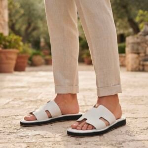 SANDALE H BLANC CUIR
