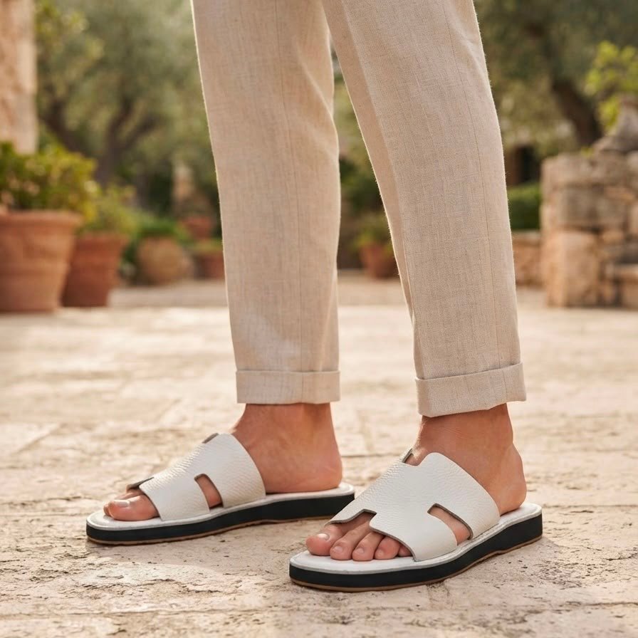 SANDALE H BLANC CUIR