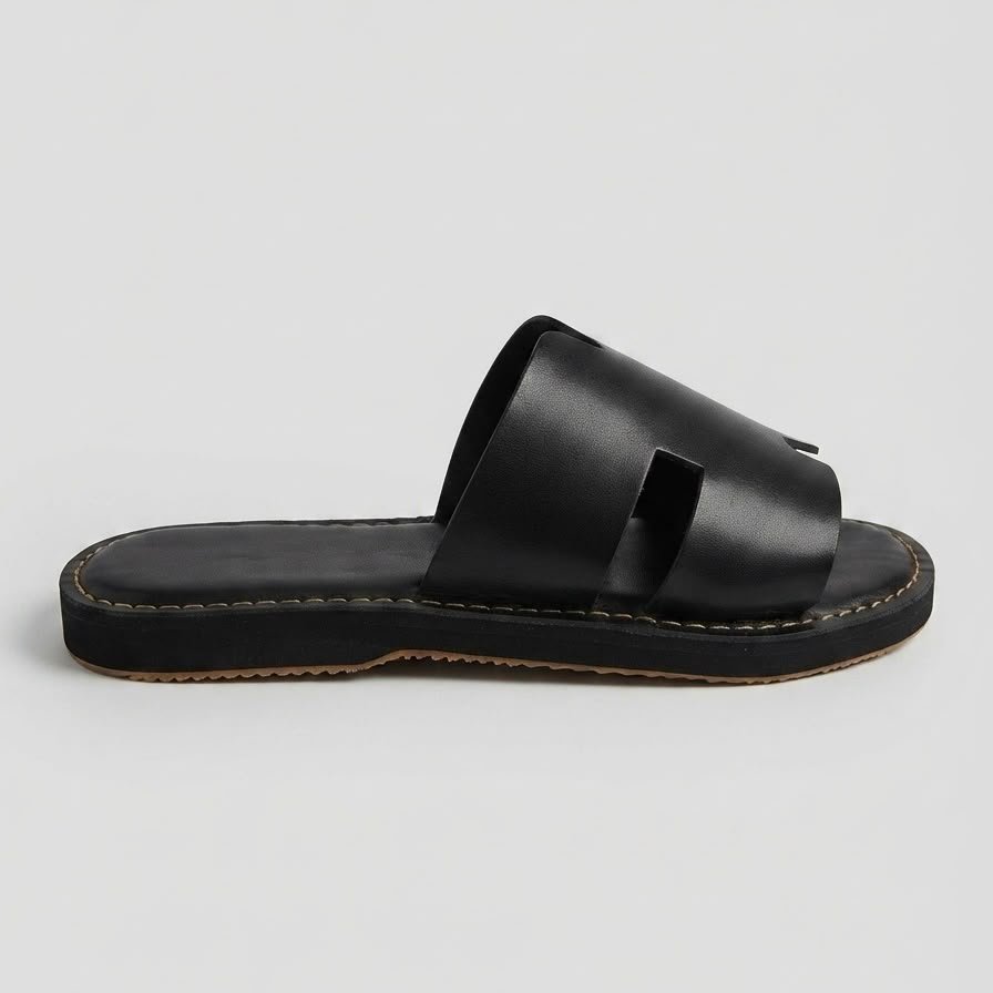 SANDALE H NOIR CUIR LISSE – Image 2