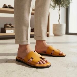 SANDALE H MAUTARD CUIR